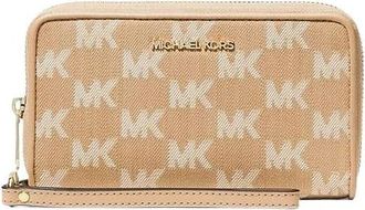 Michael Kors Lg Flat Mf Phn Case - Dames - Clutches - Beige - ONE Size - Katoen - Tassen