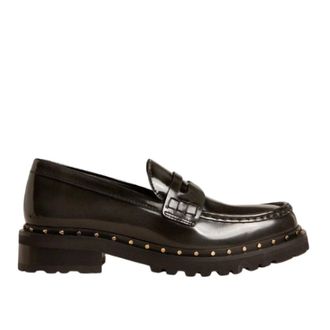 Golden Goose Loafers, female, Black, Size: 7 US Black Leather Studded Chunky Moccasin