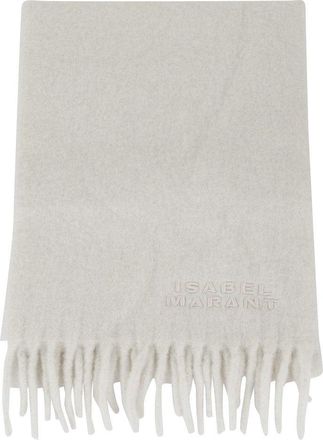 Isabel Marant Ecru Alpaca Blend Scarf With Fringed Ends