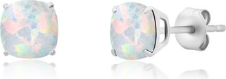 MAX + STONE 14k Yellow or White Gold 6MM Cushion Cut Gemstone Solitaire Gemstone Studs
