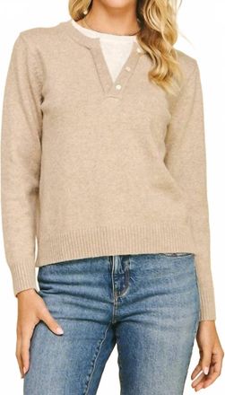 Pinch Design Perfect Combo Button Sweater In Taupe