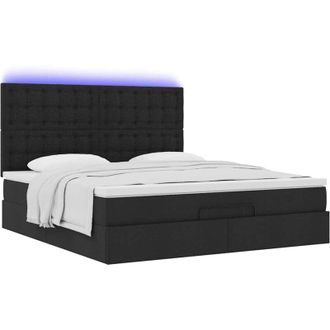 vidaXL Vidaxl - Estructura De Cama Otomana Con Colch&oacute;n Tela Negra 180x200cm