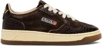 Autry Medalist Low Croc Embossed Leather Sneaker in Mustang/brown at Nordstrom, Size 41