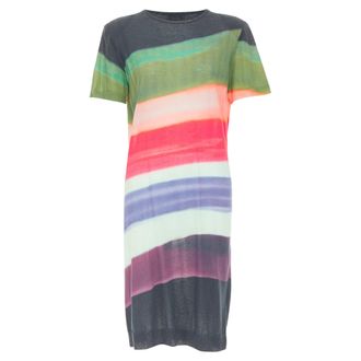 Dries Van Noten 2021 Len Lye Runway multicolor shoulder pad tshirt dress S