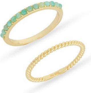 Argento Vivo Set of 2 Semiprecious Stone Stackable Rings in Gold/amazonite at Nordstrom Rack, Size 9