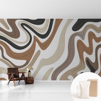 Tulup Tapete Vliestapete Mit Kleber - Modernes Design - Wohnungsdeko - Geruchslos - Langlebig Harmonische Wellen 416x254 Cm