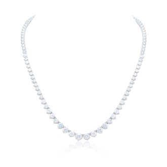 Diana M. Jewels 14kt white gold lab grown round diamond 3 prong graduated tennis necklace weighing 15.15 cts tw