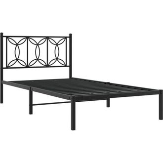 vidaXL Estructura Cama Sin Colch&oacute;n Con Cabecero Metal Negro 100x190 Cm Vidaxl