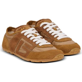 Balmain Racer 45 trainers in suede and nylon in Brown at Nordstrom, Size 36