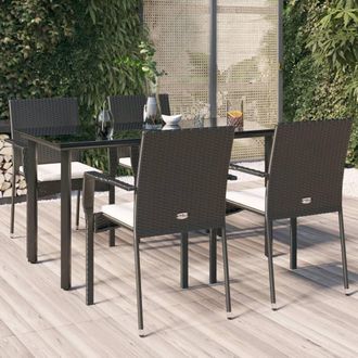 vidaXL Vidaxl - Set De Muebles Jard&iacute;n 5 Pzas Con Cojines Rat&aacute;n Sint&eacute;tico Negro