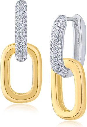 Kenneth Jay Lane Pav&eacute; Cubic Zirconia Two-Tone Double Link Earrings in Two Tone Plated Brass at Nordstrom