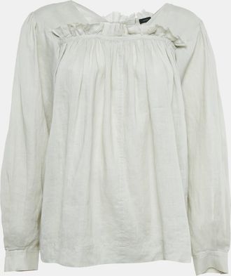 Joseph Grey Ramie Pleated Blouse