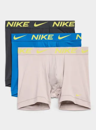 Nike Mens 5 neon-yellow logo boxer briefs Essential Micro 3-pack