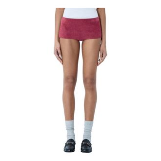 Gucci Suede Mini Shorts - Dames - Bermuda - Rood - S - Leer - Korte Broeken