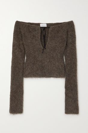 16Arlington Maglia In Misto Alpaca Con Laccetti Sul Davanti Solare - Marrone