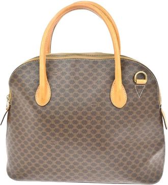 Celine Pre-owned Handbags, female, Brown, Size: ONE SIZE Pre-owned Vintage Monogram Dome Satchel Bag