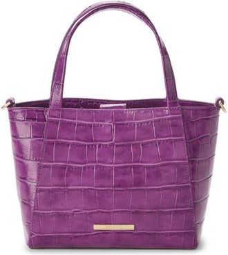 Brahmin Small Mona Croc Embossed Leather Tote in Purple at Nordstrom