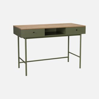 Sweeek Escritorio Efecto Madera Y Hierro Con 2 Cajones Y 1 Compartimento