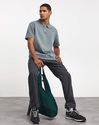 Jacamo Garment Washed Relaxed Fit Loopback Polo