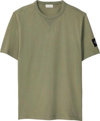 Calvin Klein Heren Badge Ronde Hals Regular T-shirt (Diep Lichen Groen)
