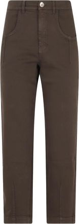Eleventy Stretch Katoenen Broek - Dames - Straight fit broeken - Bruin - S - Katoen - Broeken