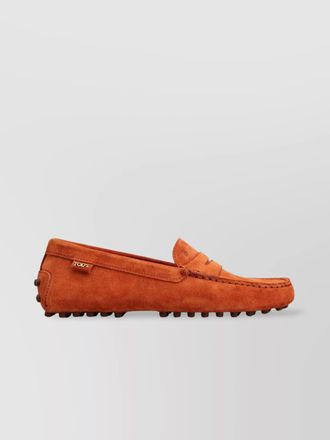 Tod's suede moccasin penny strap rubber loafers