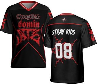 Generic SKZ Dominate World Tour 2025 Jersey SKZ World Tour 2025 Football Jersey Tee Unisex Harajuku Tops (Black-08,6XL)