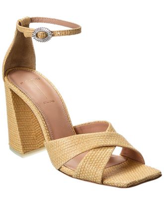Black Suede Studio Chelsea Raffia Sandal