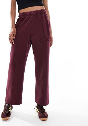 Santa Cruz Joggers dritti ampi in pile spazzolato bordeaux con logo in coordinato-Rosso