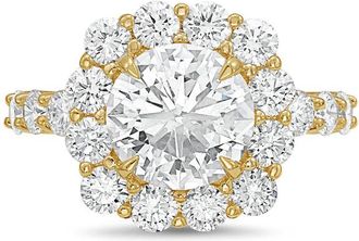 Diana M. Jewels 14kt yellow gold 3.00cts Lab-Grown Round Diamond Halo Ring with Diamond Band