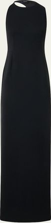 Akris Sleeveless Back-Cutout Wool Slit Gown