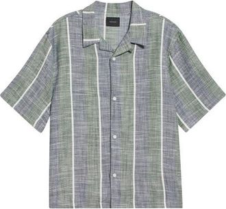PacSun Sunset Cotton Slub Camp Shirt in Green at Nordstrom, Size X-Large