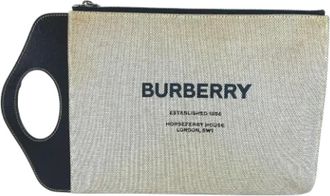 Burberry Pre-owned Canvas clutches - Dames - Vintage Handtas - Wit - ONE Size - Vintage