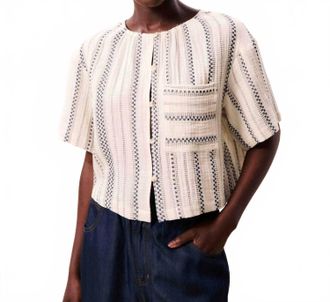 FRNCH Valea Loose Fit Short Kimono Sleeves Top In Cream