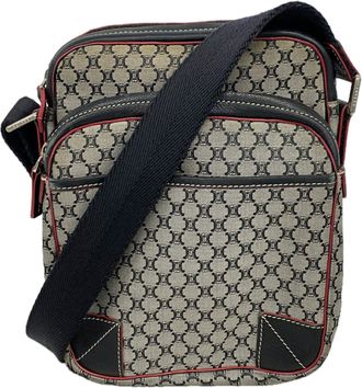 Celine Black Red Color Nylon Canvas Shoulder Bag (Pre-Owned)