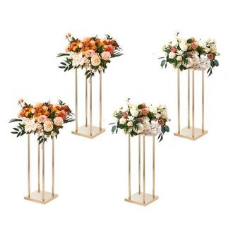 OEM 4er-set Blumenhocker Eckig 20x20x60cm Blumenst&auml;nder Eisen Beistelltisch Modern Blumens&auml;ule Gold-galvanisierung Pflanzenhocker Pflanzenst&auml;nder Metallst