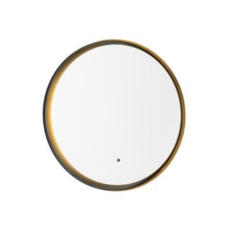 QAZQA Moderno Espejo De Ba&ntilde;o Moderno Negro Con Led Y Regulador T&aacute;ctil - Pim Vidrio /aluminio Redonda Incluye Led Max. 1 X 15 Watt - Qazqa