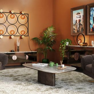 Kare Design Mesa de centro de cer&aacute;mica marr&oacute;n 150 x 86 cm