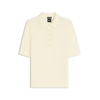 BOSS Short-sleeved sweater in merino wool with polo collar