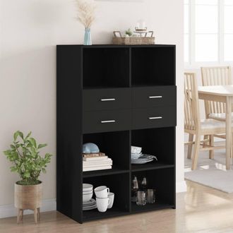 Berkfield Home Highboard Black 80x42.5x124 cm Engineered Wood