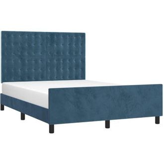 vidaXL Vidaxl - Estructura De Cama Sin Colch&oacute;n Terciopelo Azul Oscuro 140x200cm