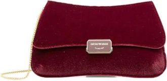 Emporio Armani Gladde Velvet Clutch Tas met Kettingriem - Dames - Schoudertassen - Rood - ONE Size - Polyester - Tassen