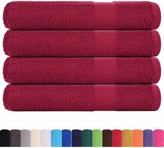 vidaXL Toallas 4 Uds 100% Algod&oacute;n Burdeos 100x200 Cm 600 Gsm Vidaxl