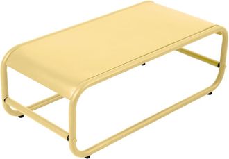 Oviala Base de mesa de jard&iacute;n en metal 85x40x30 cm amarillo claro