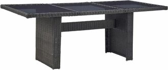 vidaXL Vidaxl - Mesa Comedor Jard&iacute;n Vidrio Rat&aacute;n Sint&eacute;tico Negro 200x100x74 Cm