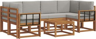 vidaXL Conjunto De Sof&aacute;s De Exterior 7 Uds. Gris Natural Y Claro Vidaxl