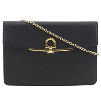 Ferragamo Pre-owned Shoulder Bags, female, Black, Size: ONE SIZE Pre-owned Leather Shoulder Bag