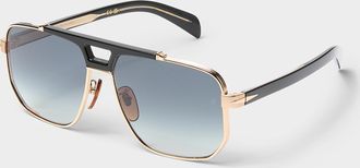 David Beckham Golden-edge aviator sunglasses