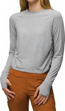 Prana Sol Searcher Long Sleeve Crew Top In Heather Grey