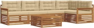 vidaXL Conjunto De Sof&aacute;s De Exterior 6 Uds. Natural Y Beige Vidaxl